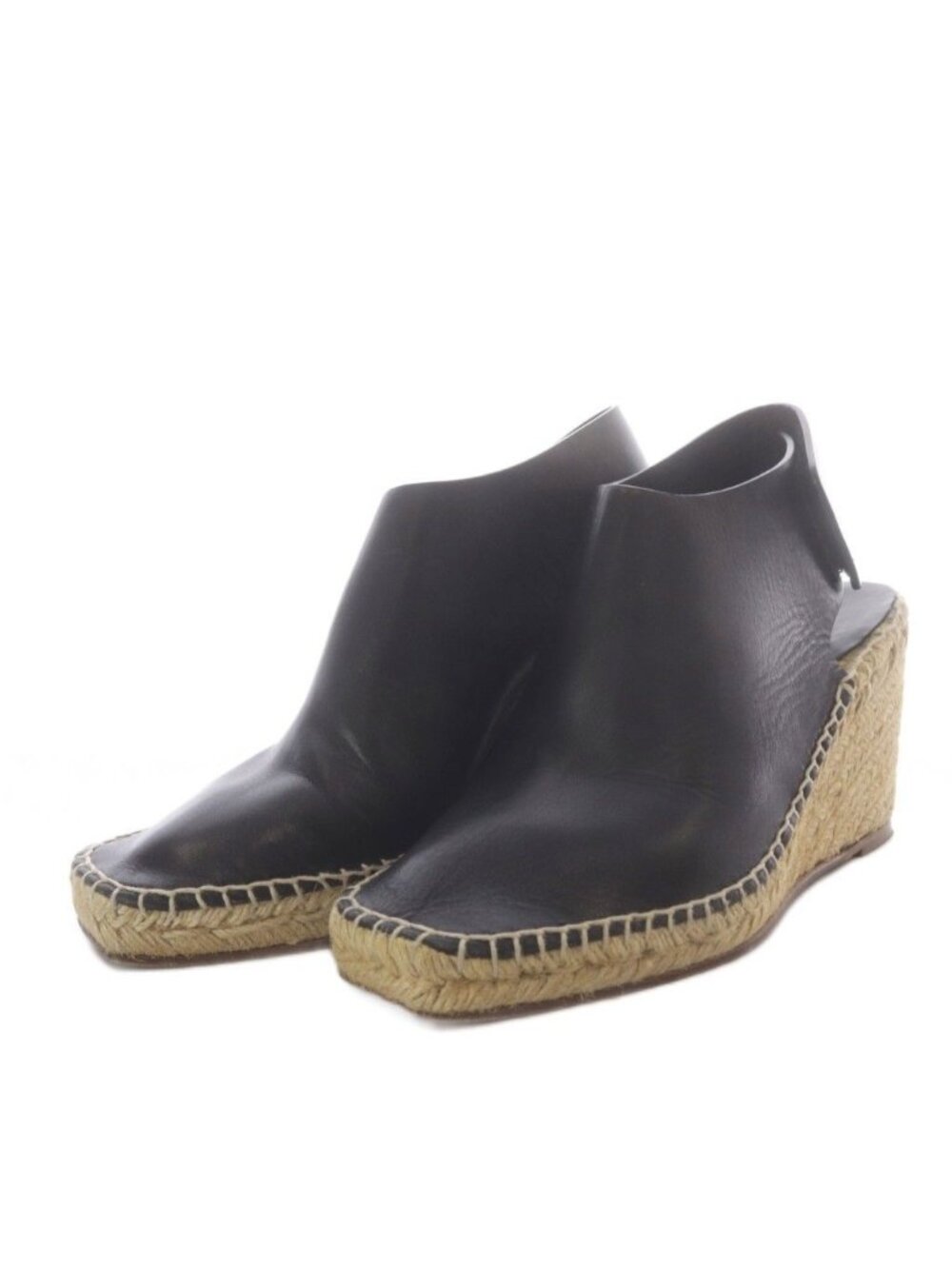 Celine Phoebe Philo Era Sandals Wedge Sole Espadrilles Leather Black